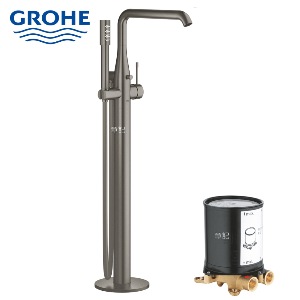GROHE Essence 落地式浴缸龍頭 - 霧黑色(含預埋軸心) G23491AL1_G29086000