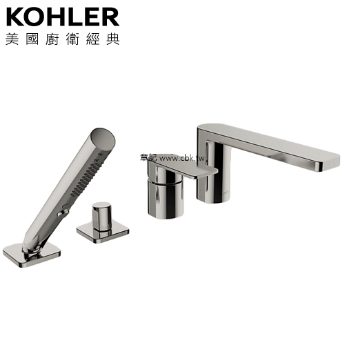 KOHLER Parallel 缸上型龍頭(羅曼銀) K-23490T-4-BN  |浴缸|浴缸龍頭