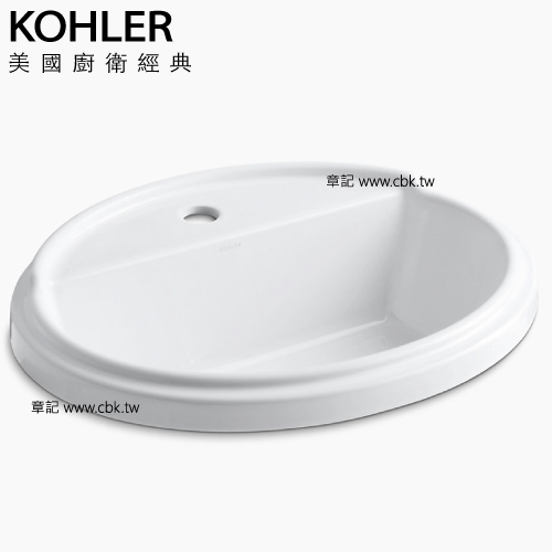 KOHLER Tresham 單孔橢圓形上崁盆(57.9cm) K-2992-1-0  |面盆 . 浴櫃|檯面盆