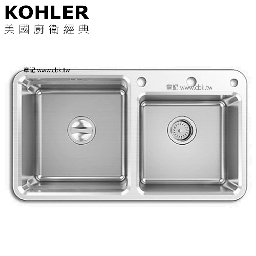 KOHLER Purist 上嵌式不鏽鋼雙槽(84x47cm) K-45811T-2FD-NA 