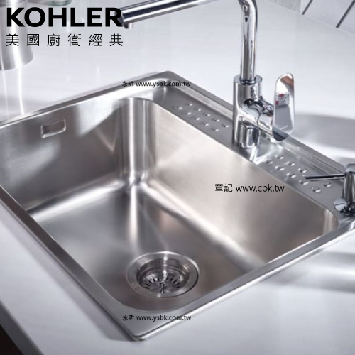 KOHLER Aleo 上嵌下嵌式不鏽鋼單槽 (58x47cm) K-80233T-2SD-NA  |廚具及配件|水槽