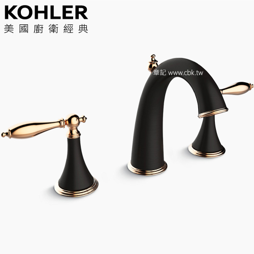 KOHLER Finial 三件式臉盆龍頭(黑耀金) K-8670T-4M-R2B  |面盆 . 浴櫃|面盆龍頭