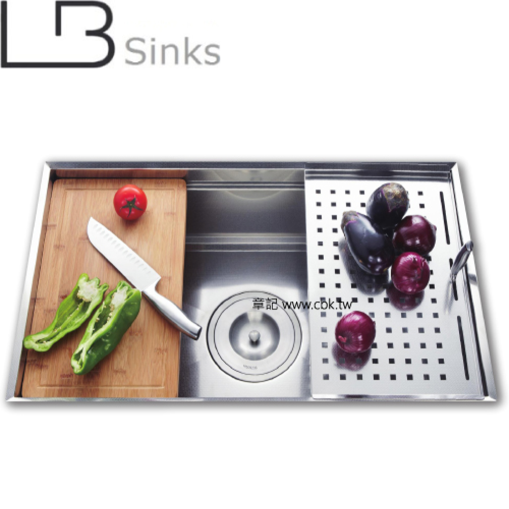 LB 歐式手工方形單槽附砧板及滴水盤(79x47cm) LB8379  |廚具及配件|水槽