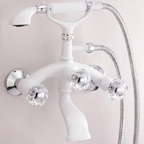麗萊登(LILAIDEN)復古沐浴龍頭(白銀雙色+水晶把手) SC-8144WCRWC  |SPA淋浴設備|沐浴龍頭