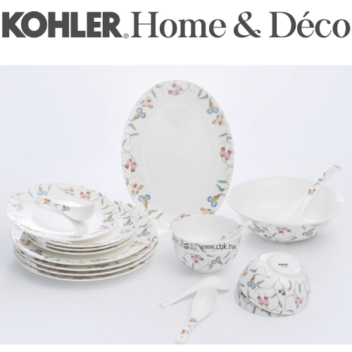 KOHLER English Trellis 英珀麗系列骨瓷餐具(14件組) CG-51210-NA  |廚具及配件|鍋具｜刀具｜餐具