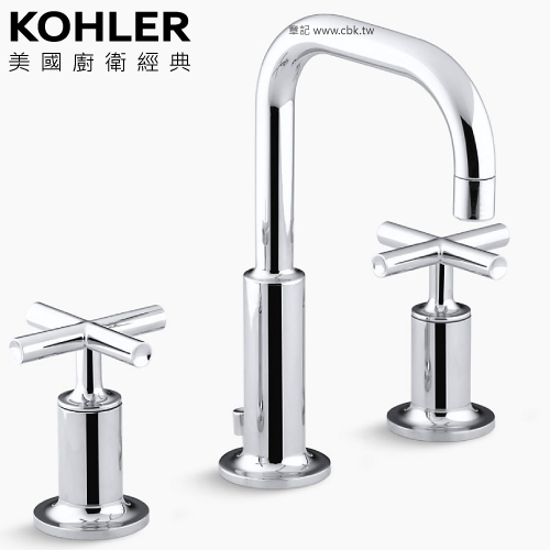 KOHLER Purist 三孔十字臉盆龍頭 K-14406T-3-CP  |面盆 . 浴櫃|面盆龍頭