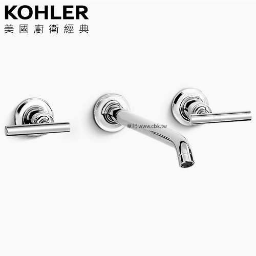 KOHLER Purist 三孔一字附牆臉盆龍頭 K-14415T-4-CP  |面盆 . 浴櫃|面盆龍頭