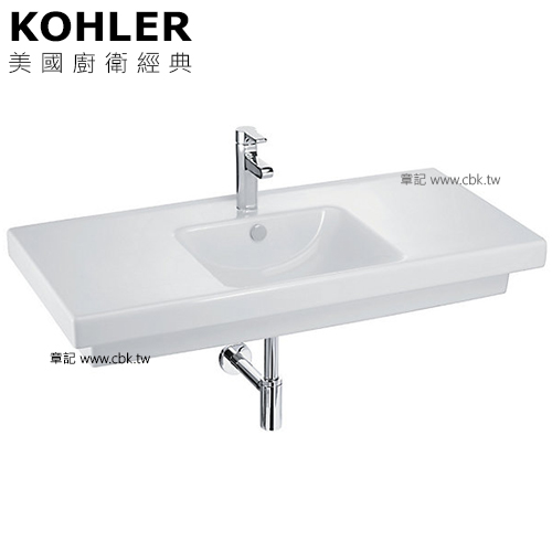 KOHLER Reach 一體式檯面盆(105cm) K-18571T-1-0  |面盆 . 浴櫃|檯面盆