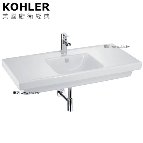 KOHLER Reach 一體式檯面盆(105cm) K-18571T-1-0  |面盆 . 浴櫃|檯面盆