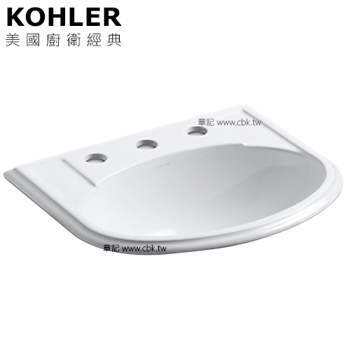 KOHLER Devonshire 三孔上嵌檯面盆(50.2cm) K-2279-8-0 
