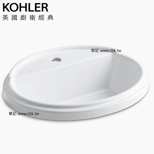 KOHLER Tresham 單孔橢圓形上崁盆(57.9cm) K-2992-1-0  |浴室配件|垃圾桶