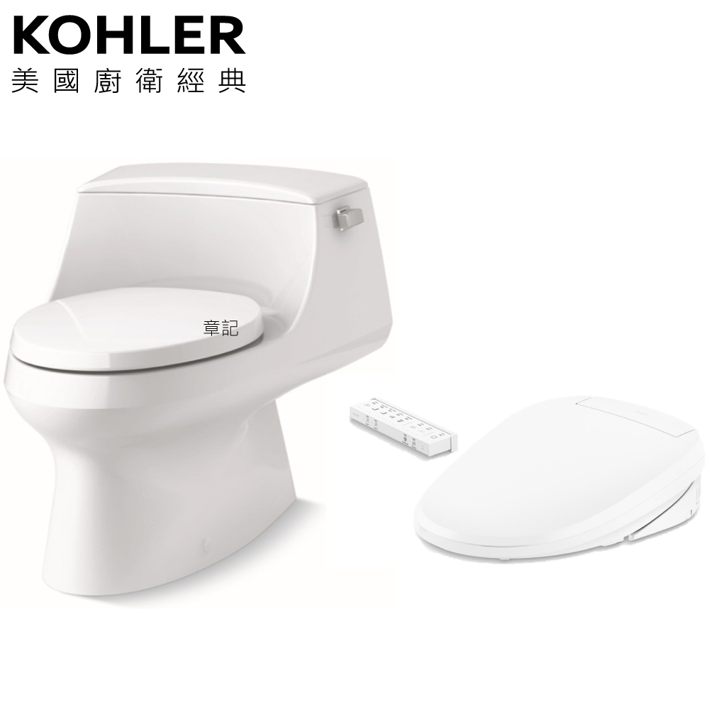 KOHLER San Raphael 五級旋風馬桶 K-3722T-HC-0 搭 C3-255電腦馬桶蓋(管路隱藏版) K-22771TW-HC-0 