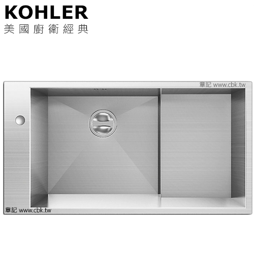 KOHLER Geog 下嵌式不鏽鋼水槽(90x48cm) K-3746T-1F-NA  |廚具及配件|水槽