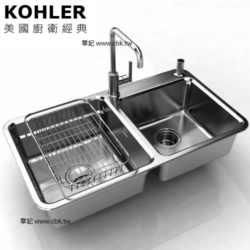 KOHLER Purist 上嵌式不鏽鋼雙槽(84x47cm) K-45811T-2RD-NA 