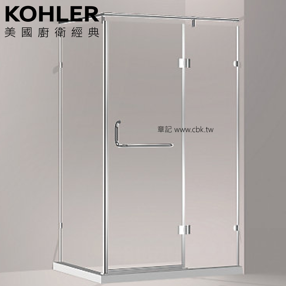 KOHLER Trilogy L形無框淋浴拉門(120*120cm以下) K-72925TW-L-SHP  |SPA淋浴設備|淋浴拉門