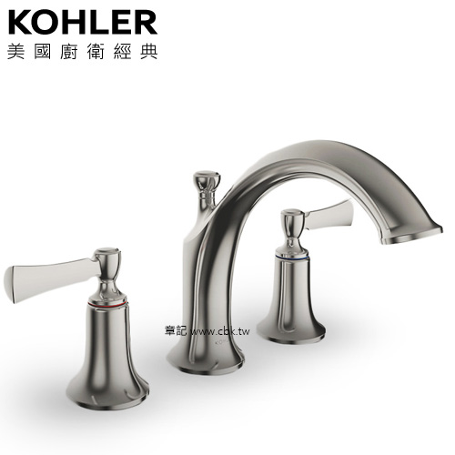 KOHLER Elliston 缸上型龍頭(羅曼銀) K-75521T-4-BN  |浴缸|浴缸龍頭