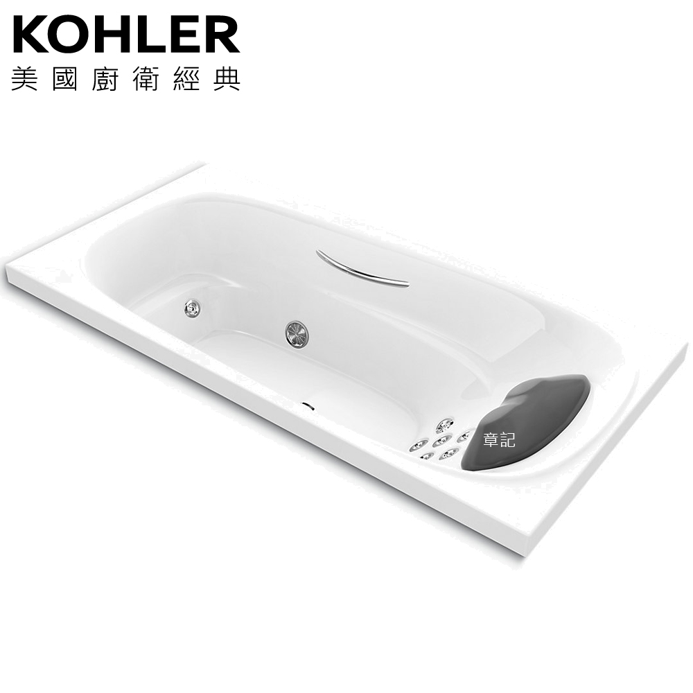 KOHLER Karess嵌入式按摩浴缸附扶手(180cm) K-76445TW-NWGR-0