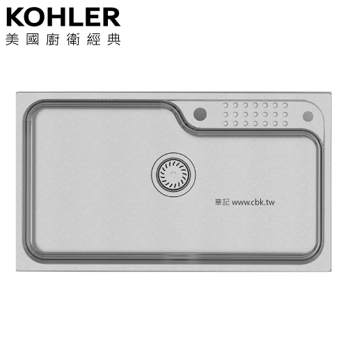 KOHLER Aleo 上嵌下嵌式不鏽鋼單槽(83x47cm) K-80230T-2KD-NA 