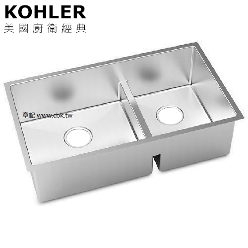 KOHLER Strive 下嵌式超厚不鏽鋼雙槽(81.3x46.5cm) K-97827T-F-NA  |廚具及配件|水槽