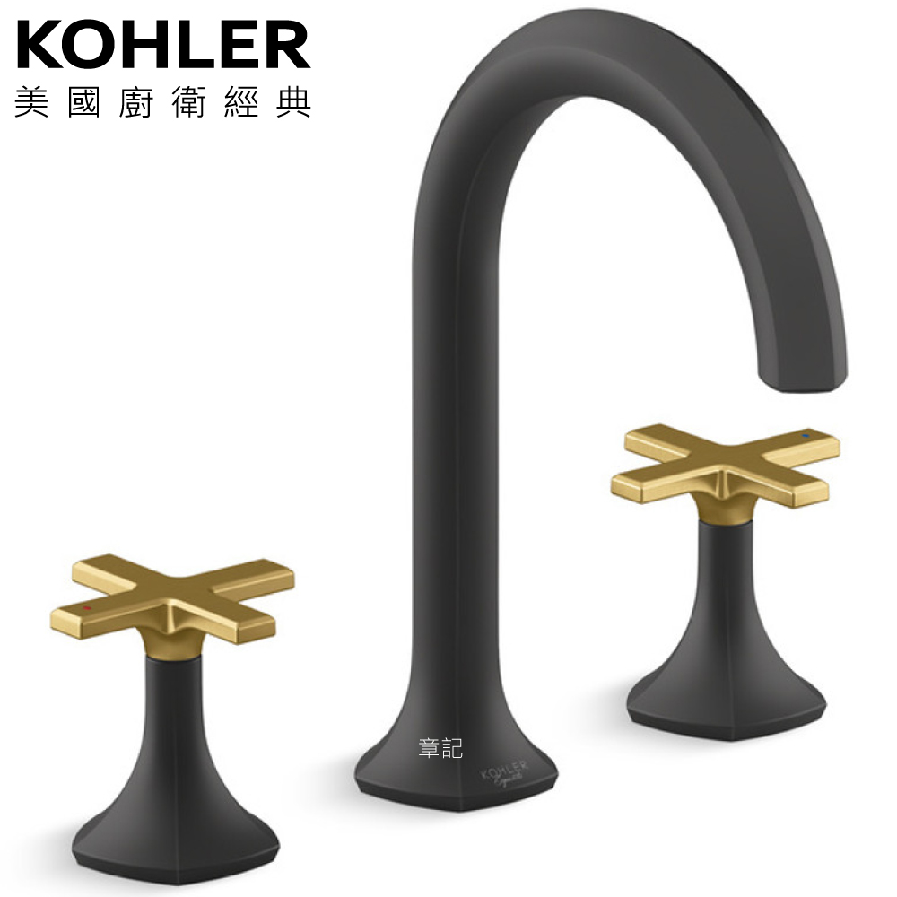 KOHLER Occasion 三件式臉盆龍頭(霧黑+摩登金) K-EX27100T-3-BMB  |面盆 . 浴櫃|面盆龍頭