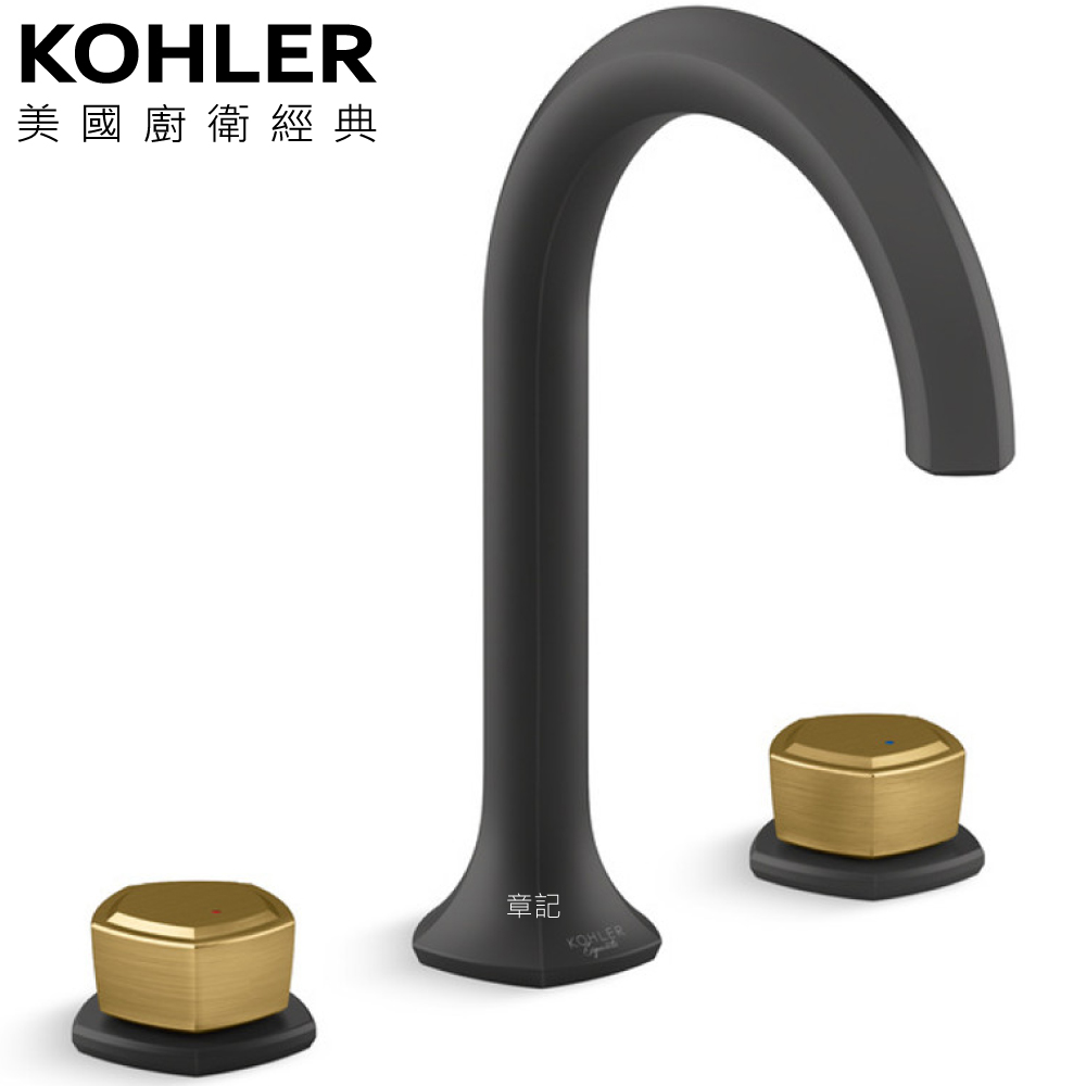 KOHLER Occasion 三件式臉盆龍頭(霧黑+摩登金) K-EX27100T-9-BMB  |面盆 . 浴櫃|面盆龍頭