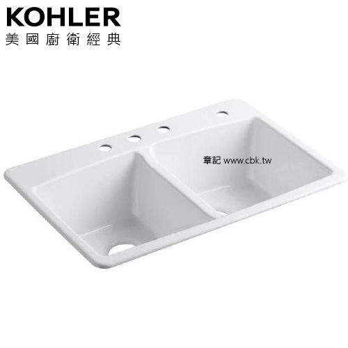 KOHLER Brookfield 上嵌鑄鐵水槽(83.8x55.9cm) K-RH5846-4-0  |面盆 . 浴櫃|面盆龍頭