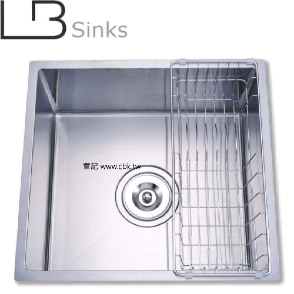 LB 歐式手工方形單槽附小半邊籃(49x46cm) LB9449_18ST  |廚具及配件|水槽
