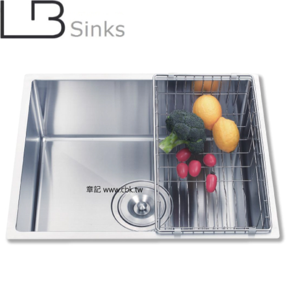 LB 歐式手工方形單槽附半邊籃(56x46cm) LB9456  |廚具及配件|水槽