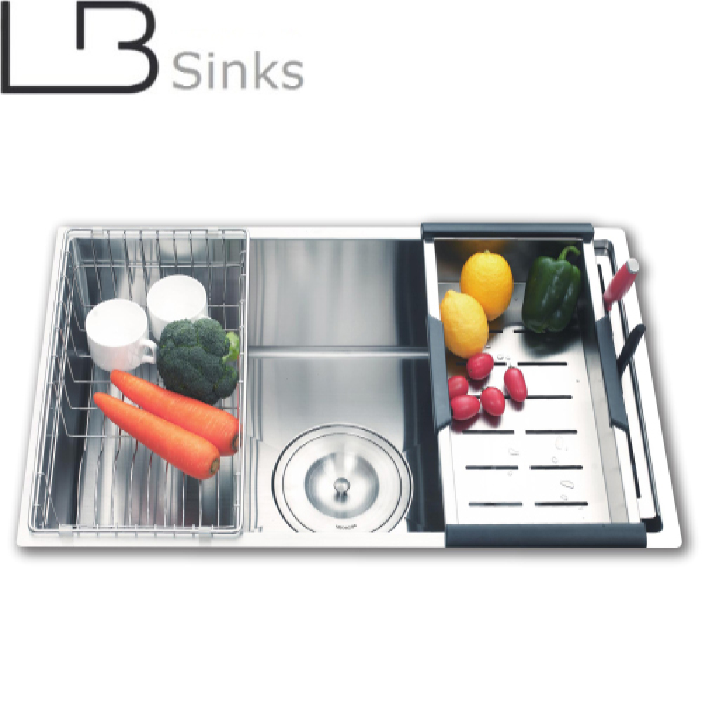 LB 歐式手工方形單槽附刀架(87x46cm) LB9487_knife  |廚具及配件|水槽