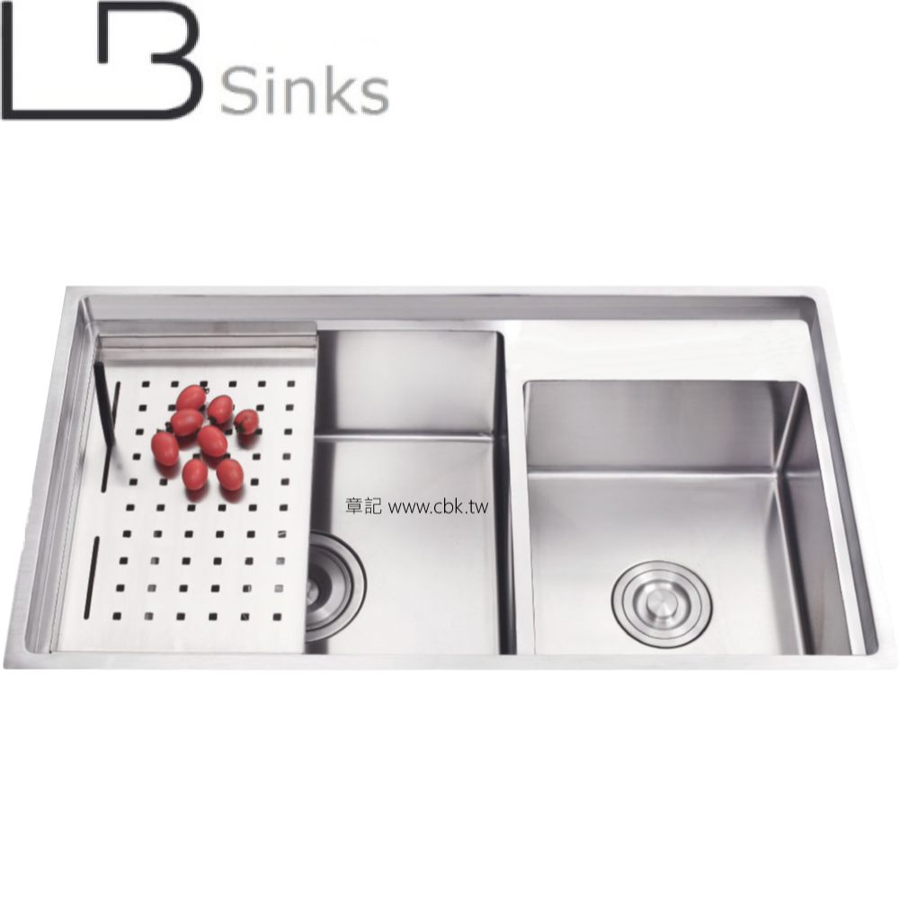 LB 歐式手工方形雙槽(87x49cm) LB9687  |廚具及配件|水槽