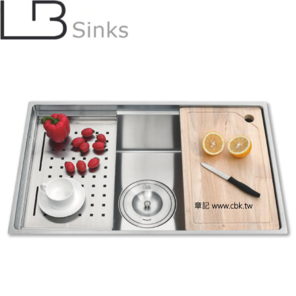 LB 歐式手工方形單槽附砧板(76x48cm) LB9776  |廚具及配件|水槽