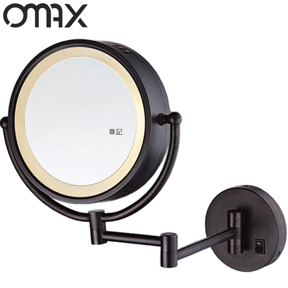 OMAX 圓形雙面掛壁LED化妝鏡(黑色) MW0161-L-42B