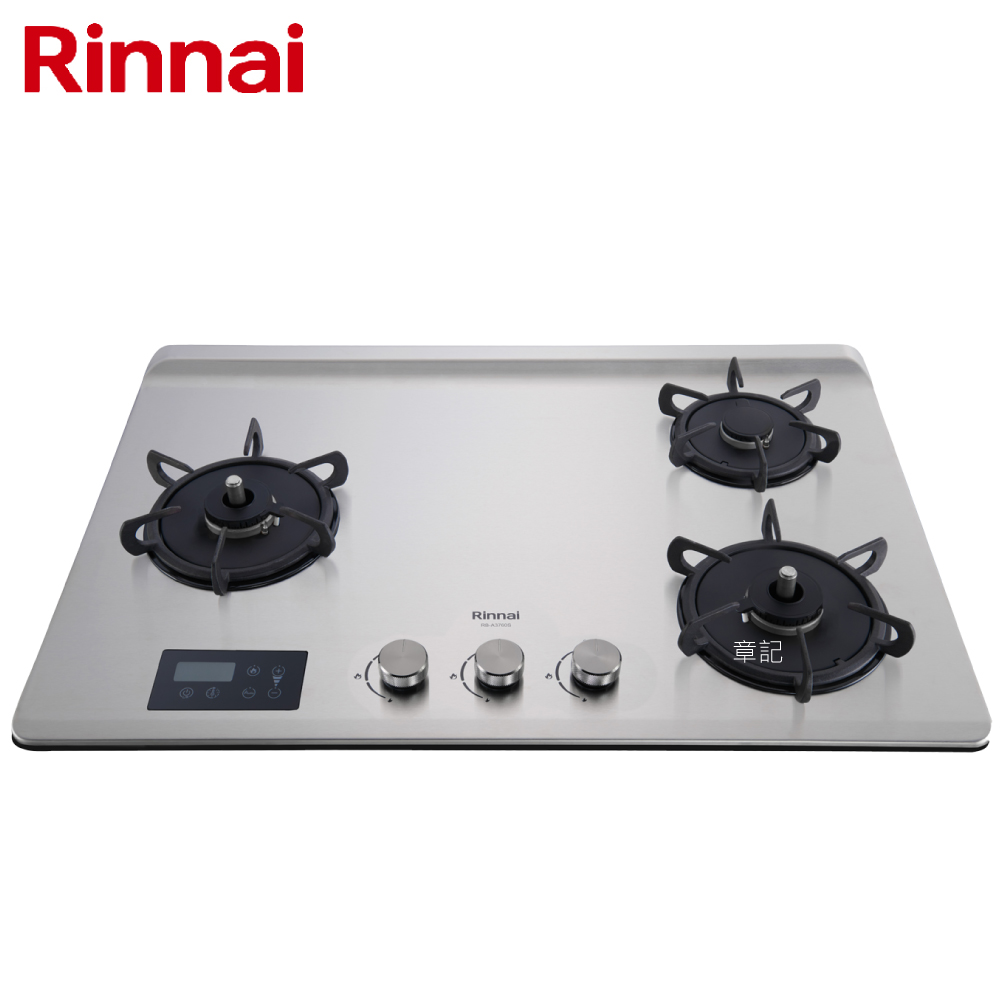 林內牌(Rinnai)檯面式緻溫不鏽鋼三口爐 RB-A3760S(B)【送免費標準安裝】  |面盆 . 浴櫃|面盆
