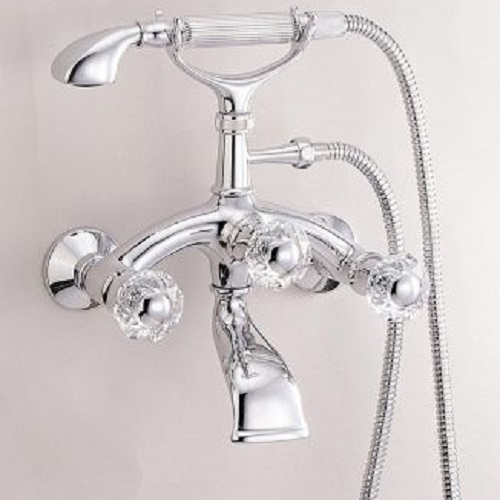 麗萊登(LILAIDEN)復古沐浴龍頭(銀色+水晶把手) SC-8144WCRC  |SPA淋浴設備|沐浴龍頭