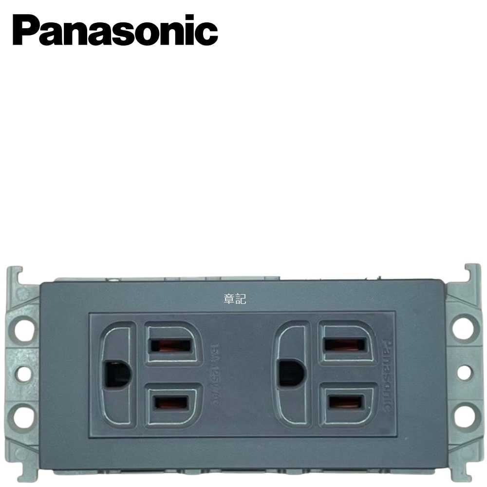Panasonic國際牌 GLATIMA METAL系列 2.0mm接地雙插座125V-15A灰色 WTGF1512H