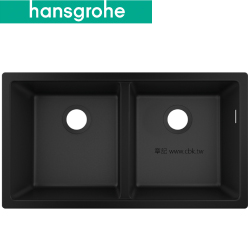 hansgrohe S51 下嵌花崗岩雙槽.墨黑(82x45cm) 43434-170