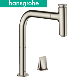 hansgrohe Metris Select M71 二孔伸縮廚房龍頭(不鏽鋼色) 73804-80