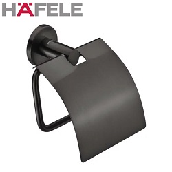 HAFELE 有蓋捲筒衛生紙架(霧黑) 980.60.833
