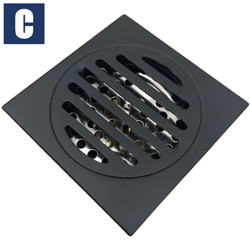 CBK 黃銅地漏(黑色/10x10cm) CBK-050251-BL