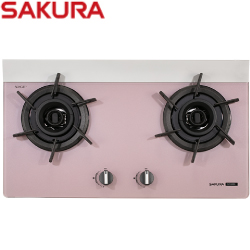 櫻花牌(SAKURA)二口雙炫火玻璃檯面爐(胭脂粉) G2922BGP
