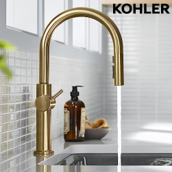 KOHLER Crue 伸縮廚房龍頭(摩登金) K-22972T-4-2MB