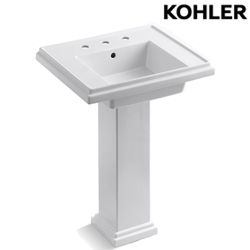 KOHLER Tresham 方形立柱式瓷腳面盆(61cm) K-2844-8-0