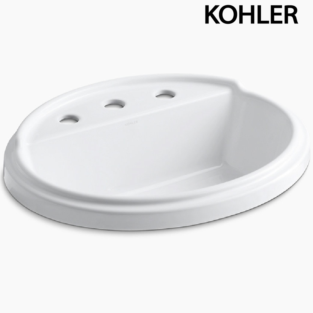 KOHLER Tresham 三孔橢圓形上嵌盆(57.9cm) K-2992-8-0