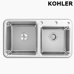 KOHLER Purist 上嵌式不鏽鋼雙槽(84x47cm) K-45811T-2FD-NA