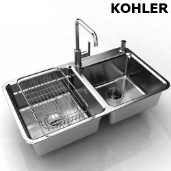 KOHLER Purist 上嵌式不鏽鋼雙槽(84x47cm) K-45811T-2RD-NA