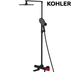 KOHLER Composed 恆溫三路淋浴柱(霧黑+胭脂紅) K-73111T-7MU-BLR