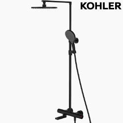 KOHLER Composed 恆溫三路淋浴柱(霧黑+胭脂紅) K-73111T-7MU-BL