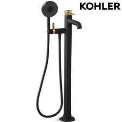 KOHLER Occasion 落地式浴缸龍頭含軸心(霧黑+摩登金) K-EX27025T-4-BMB