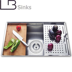 LB 歐式手工方形單槽附砧板及滴水盤(79x47cm) LB8379