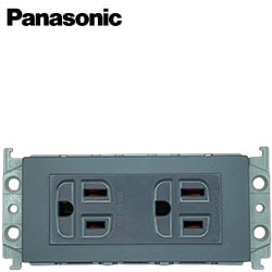 Panasonic國際牌 GLATIMA METAL系列 2.0mm接地雙插座125V-15A灰色 WTGF1512H